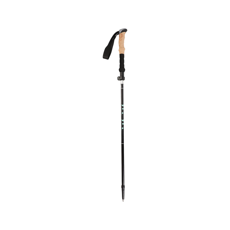 Aluminum alloy three-section telescopic folding external locking trekking pole straight handle