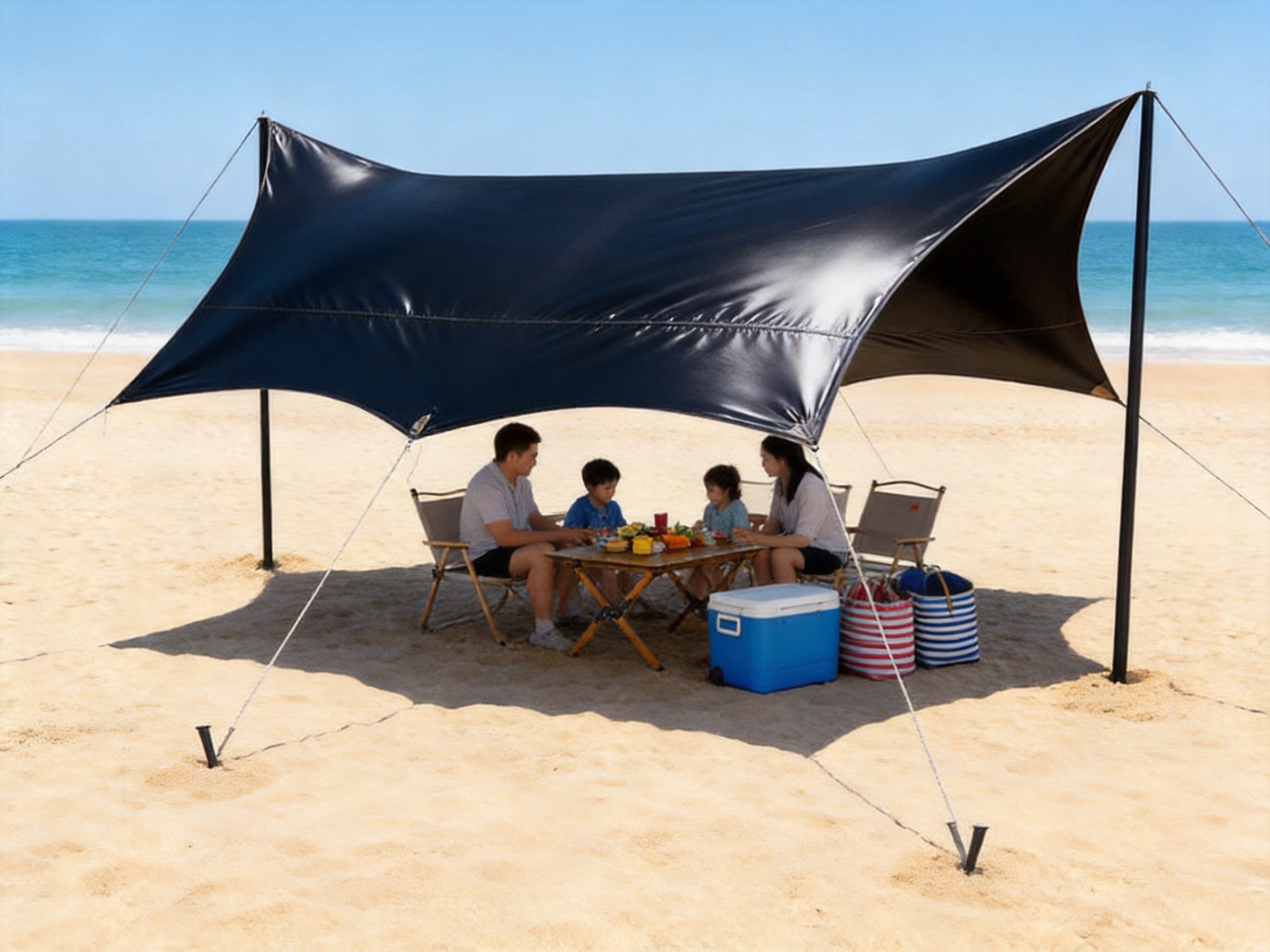 Black Vinyl Butterfly Canopy Tent for Rainproof Sunshade Picnics and Camping