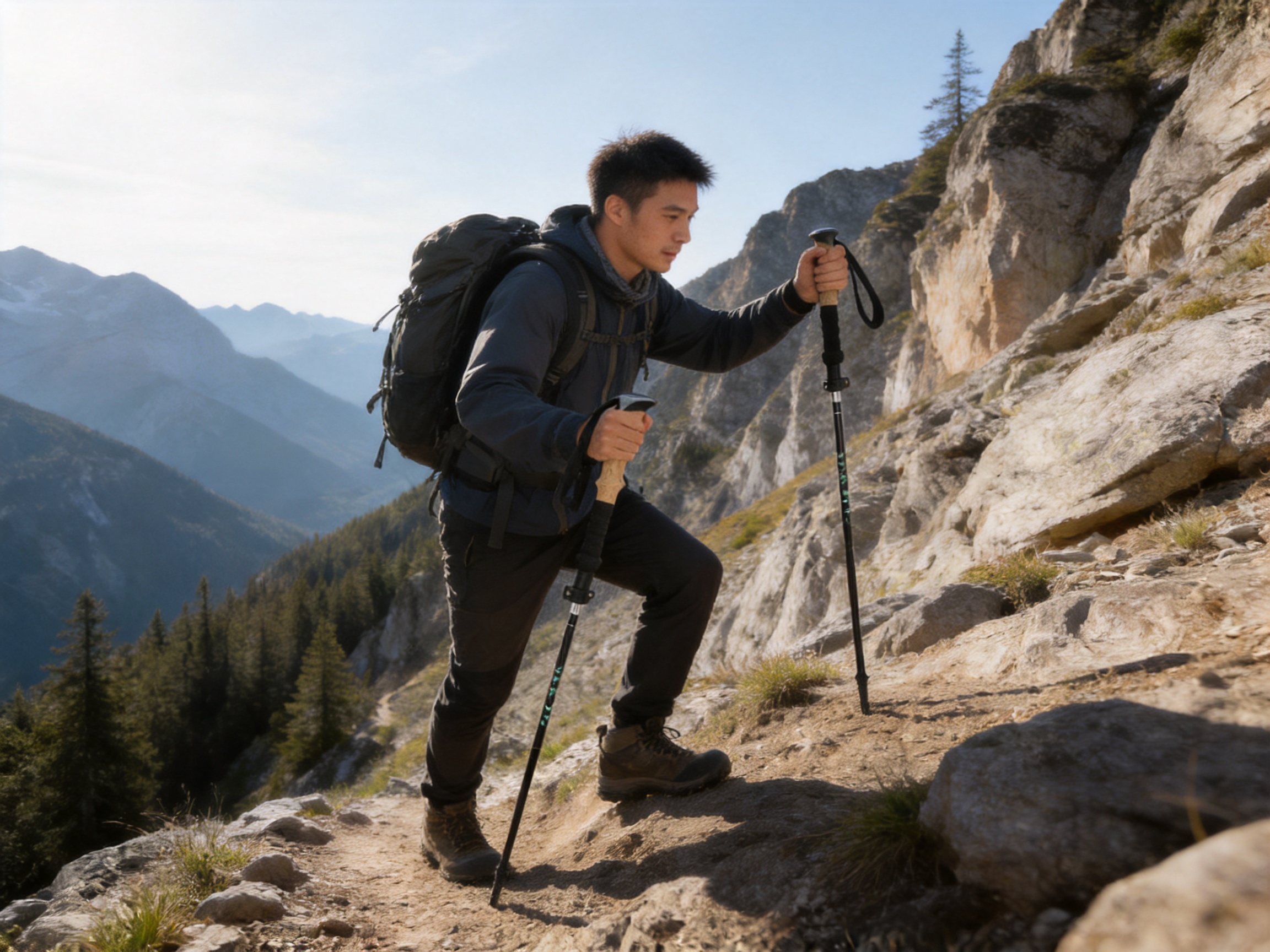 Aluminum Alloy External Lock Trekking Pole for Reliable Mountain Hiking