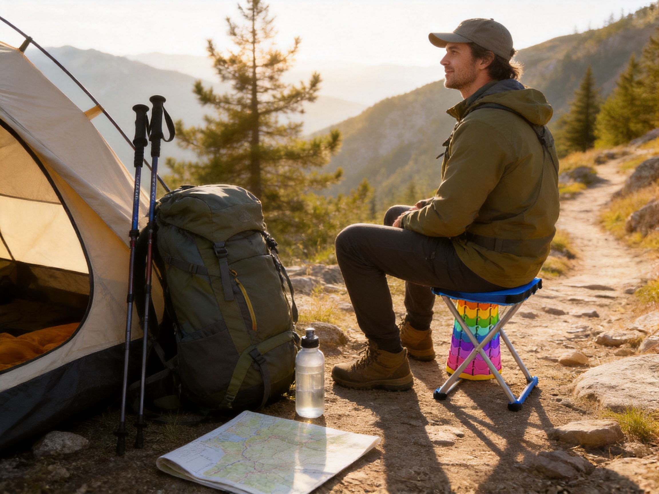 Portable Extendable Folding Stool for Hiking, Camping, Fishing, and Outdoor Travel